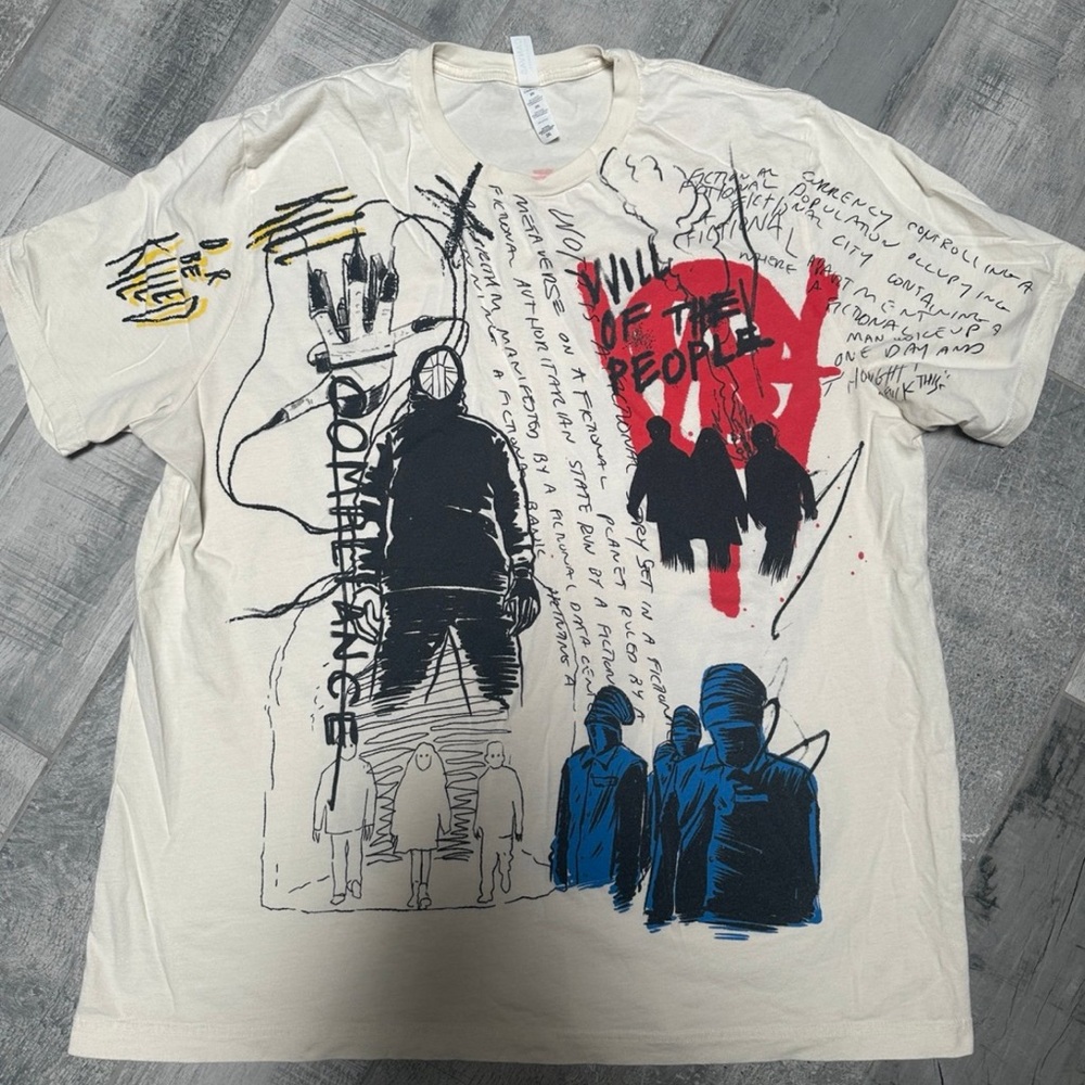 Muse Will Of The People Tour T Shirt Y2K Band Tee Oversized White Rare Sold Out